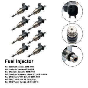 2015-2018 Cadillac Escalade 8PCS Fuel Injector 12668393 Silver Generic