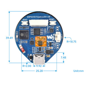 ESP32-S3 Development Board 1.28 inch Capacitive Touch Screen Circular LCD Screen