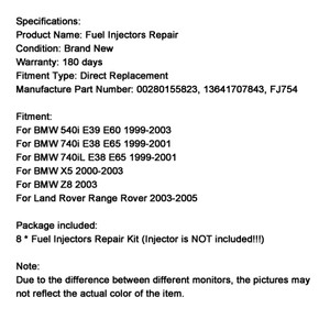 2000-2003 BMW X5 8* Fuel Injectors Repair Kit Generic