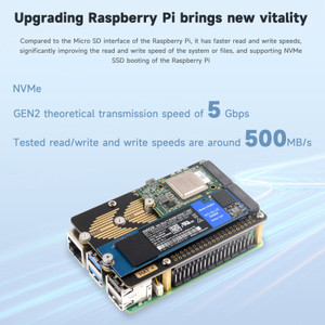Raspberry Pi 5 PCIe Dual Channel M.2 Rotary Board Nvme Protocol Write Faster