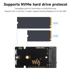 Raspberry Pi 5/5B PCIe to M.2 Adapter Board Radiator Fan Nvme Hard Disk Protocol