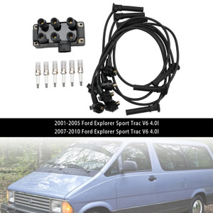 1990-2010 Ford Aerosta Aerostar E-150 250 Explorer F-150 Ignition Coil+6 Spark plug+6 Wire FD480 Generic