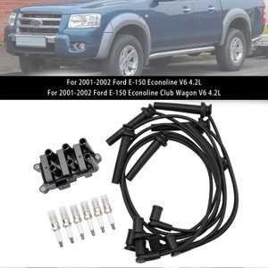2001-2008 Ford E-150 E-250 F-150 Freestar Mustang Ranger Taurus Windstar Ignition Coil+6 Spark plug+6 Wire FD498 Generic