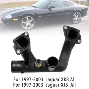1997-2003 Jaguar XK8 XJ8 All Vanden Plas Base Sedan 4-Door Thermostat Cover Outlet Pipe w/Sensor 96JV8A504BD Generic