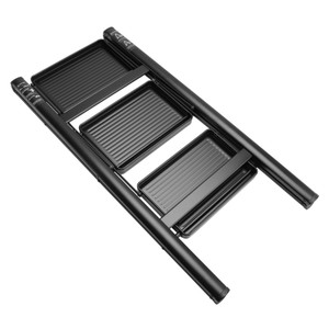 Stepladder, 3 Tiers,  Foldable, Aluminum, Wide, Lightweight, Compact, Ladder, Load Capacity 330.7 lbs (150 kg), Includes Tray, Car Wash, Indoor, Moving, Large Cleaning Black
