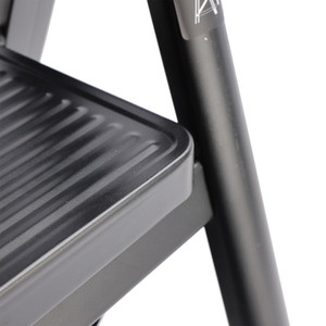 Stepladder, 2 Tiers,  Foldable, Aluminum, Wide, Lightweight, Compact, Ladder, Load Capacity 330.7 lbs (150 kg), Includes Tray, Car Wash, Indoor, Moving, Large Cleaning Black
