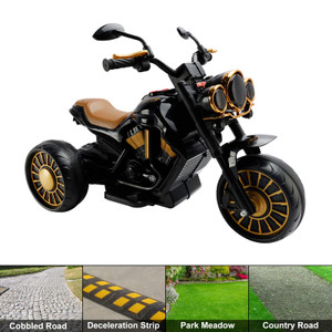3 Wheel Kids Ride On Motorcycle Electric Dual Drive Toy Car With LED Light Black