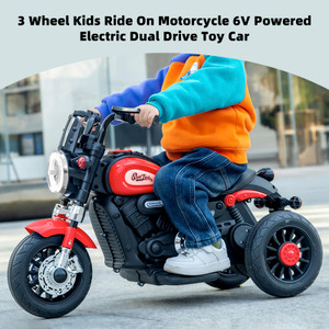 3 Wheel Kids Ride On Motorcycle 6V Powered Electric Dual Drive Toy Car Red