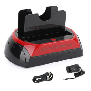 USB 2.0 to IDE/SATA External Hard Drive Docking Station 2 Bay 2.5" 3.5" HDD US