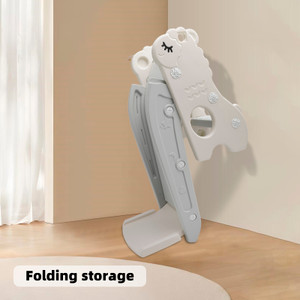 3In1 Kid Folding Slide With Climber,Basketball Hoop,Freestanding Slide Toy White
