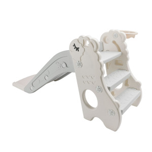 3In1 Kid Folding Slide With Climber,Basketball Hoop,Freestanding Slide Toy White
