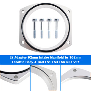 551517 LS Adapter 92mm Intake Manifold to 102mm Throttle Body 4 Bolt LS1 LS3 LSX