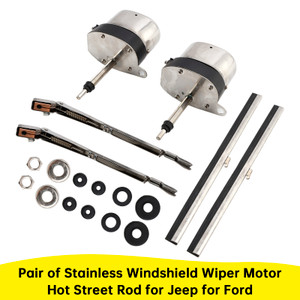 Jeep Pair of Stainless Windshield Wiper Motor Hot Street Rod 558SS S6558 Generic