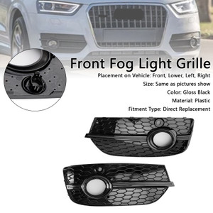 2013-2015 AUDI Q3 Standard Version RSQ3 Style Honeycomb Front Fog Light Covers Gloss Black Generic
