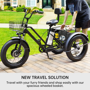500W 48V 12A Electric Bike Snow Tricycle 3 wheel e-bike Fat Tire Tricycle