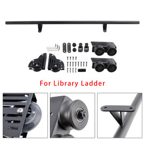3.3FT Round Tube Rolling Library Sliding Ladder Hardware Kit Floor Roller with Brake