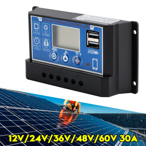 30A PWM Solar Controller Mobile APP Intelligent Control 12V/24V/36V/48V/60V Solar Controller Display Current Solar Street Light Controller 0V Start
