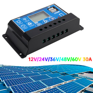30A PWM Solar Controller Mobile APP Intelligent Control 12V/24V/36V/48V/60V Solar Controller Display Current Solar Street Light Controller 0V Start