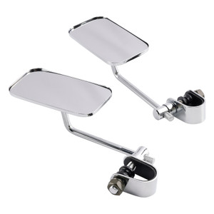 Chrome Retro Retangular Mirrors with clamp For Cafe Racer Bobber Chopper Tracker