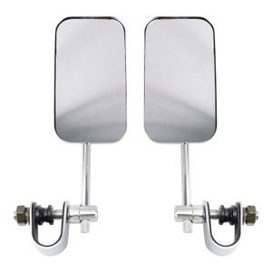 Chrome Retro Retangular Mirrors with clamp For Cafe Racer Bobber Chopper Tracker