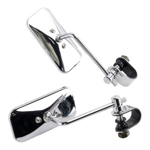 Chrome Retro Retangular Mirrors with clamp For Cafe Racer Bobber Chopper Tracker