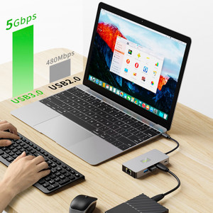 9 in 1 TYPE-C to RJ45 (Gigabit)+USB3.0*3+HDMI+USB-CS Data+PD100W+SD/TF MacBook