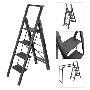 Multi functional Folding Drying Rack Ladder Foldable Drying Rack with Non-slip 4 Step Ladder For Room Balcony Bedroom