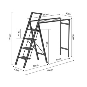 Multi functional Folding Drying Rack Ladder Foldable Drying Rack with Non-slip 4 Step Ladder For Room Balcony Bedroom