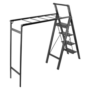 Multi functional Folding Drying Rack Ladder Foldable Drying Rack with Non-slip 4 Step Ladder For Room Balcony Bedroom