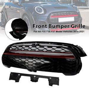 2014-2021 Mini Cooper F55 F56 F57 GP-Style Gloss Black Red Trim Front Grille Generic