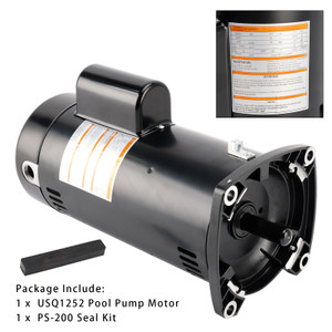 USQ1252 Swimming Pool Motor 2.5HP 230V 48Y Square Flange With PS-200 Seal Kit