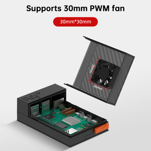 Raspberry Pi 5 POLY5+ Case Argon POLY 5+ Box Compatible with PWM Cooling Fan ABS Material Black