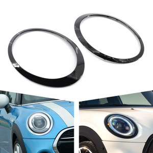 2014-2021 Mini Cooper F55 F56 F57 2PCS Gloss Black Headlight Bezel Trim Ring Generic