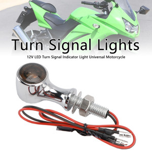 12V LED Turn Signal Indicator Light Chrome 8mm Universal Motorcycle For Suzuki