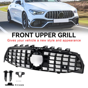 AMG logo Black Front Bumper Grille Grill Fit Mercedes CLA Class W118 C118 2020-2024 GTR