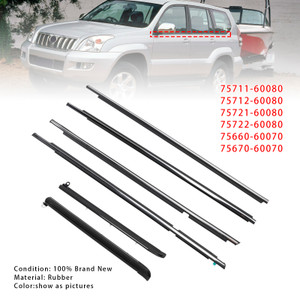 2003-2009 Toyota Land Cruiser Prado 6pcs Quarter & Door Belt Moulding Weatherstrip Generic