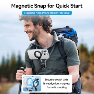 Magnetic Mobile Phone Neck Halter Max POV Angle Lazy Holder Live Mobile Phone Elegant Blue Generic