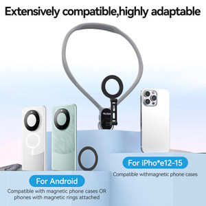 Magnetic Mobile Phone Neck Halter Max POV Angle Lazy Holder Live Mobile Phone High-end Gray Generic