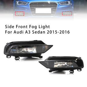 2015-2016 Audi A3 Sedan 1 Pcs Front Left+Right Fog Light Lamps With Bulbs Black and Clear Generic