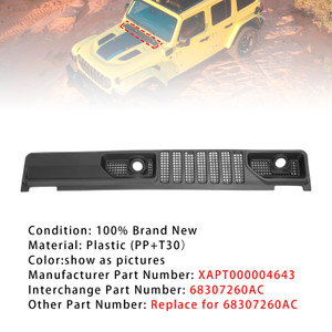 2018-2024 Jeep Wrangler JL / Gladiator Wiper Cowl Panel Grille 68307260AC Generic