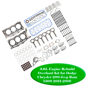 2011-2016 DODGE AVENGER CHALLENGER CHARGER DURANGO GRAND JOURNEY 3.6L Engine Rebuild Overhaul Kit Generic