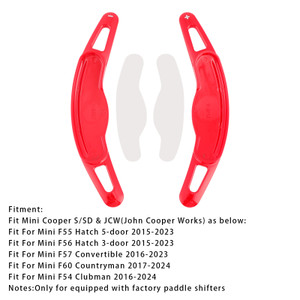 2015-2024 Mini Cooper F54 F55 F56 F57 F60 Steering Wheel Paddle Shifter Extension Red Generic