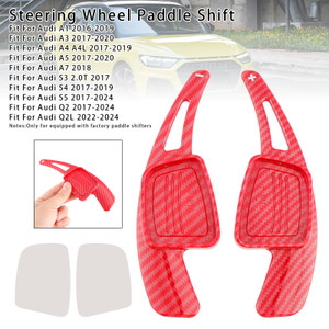 2016-2024 Audi Q2 Q2L Q3 Q5 Q7 SQ7 Q8 Steering Wheel Paddle Shifter Extension Carbon Fiber Red Look Generic