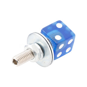 2x Custom DICE License Plate Bolt Screw Blue Plastic Motorcycle Chopper Bobber Blue