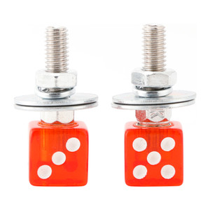 2x Custom DICE License Plate Bolt Screw Red Plastic Motorcycle Chopper Bobber Red