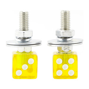 2x Custom DICE License Plate Bolt Screw Yellow Plastic Motorcycle Chopper Bobber Yellow