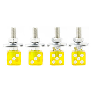 4x Custom DICE License Plate Bolt Screw Yellow Plastic Motorcycle Chopper Bobber Yellow