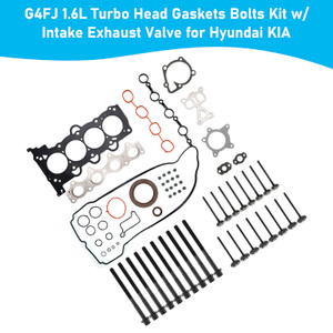 2013-2017 Kia Rio 1.6L GAS Naturally Aspirated G4FJ 1.6L Turbo Head Gaskets Bolts Kit w/ Intake Exhaust Valve 231102B710 Generic