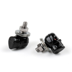 2PCs Skull License Plate Windshield Windscreen Bolts Screw,Black