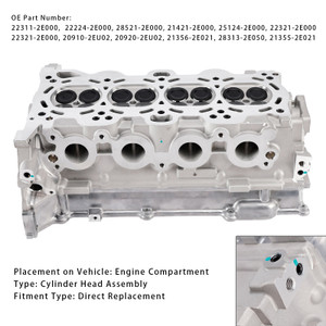 2014–2021 Kia K4 G4NB Cylinder Head Assembly 22224-2E000 Generic